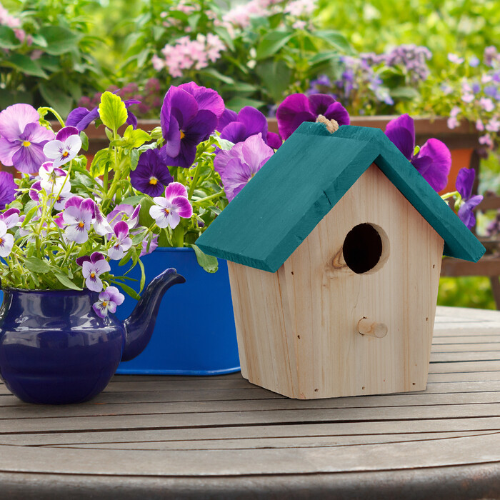 Relaxdays Decorative Birdhouse with Blue Roof