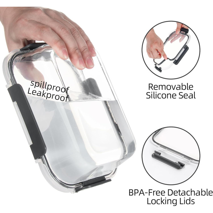 Набір контейнерів для їжі Glas Meal Prep Container Set (12 шт.) - рожевий (сірий), миє в посудомийній машині