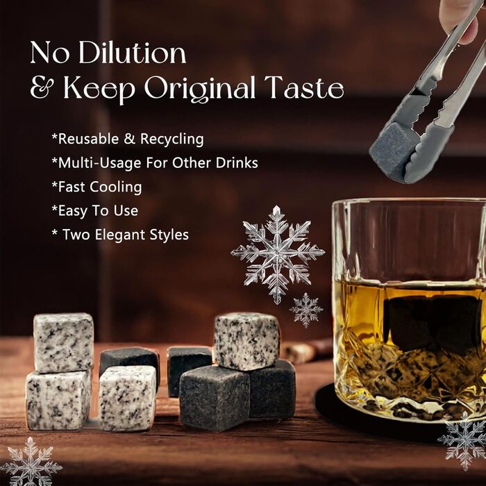 Набір для віскі Daily Treasures: келихи, камені та аксесуари (дерев'яний попільничка, різьблений ніж), подарунковий набір для чоловіків, на День батька