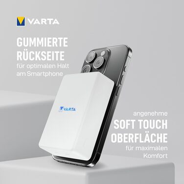 Повербанк VARTA Power Bank Energy 10000 mAh 20W, USB-C та USB-A, Li-Polymer, Pass-Through зарядка, Mag Pro 10000 білий