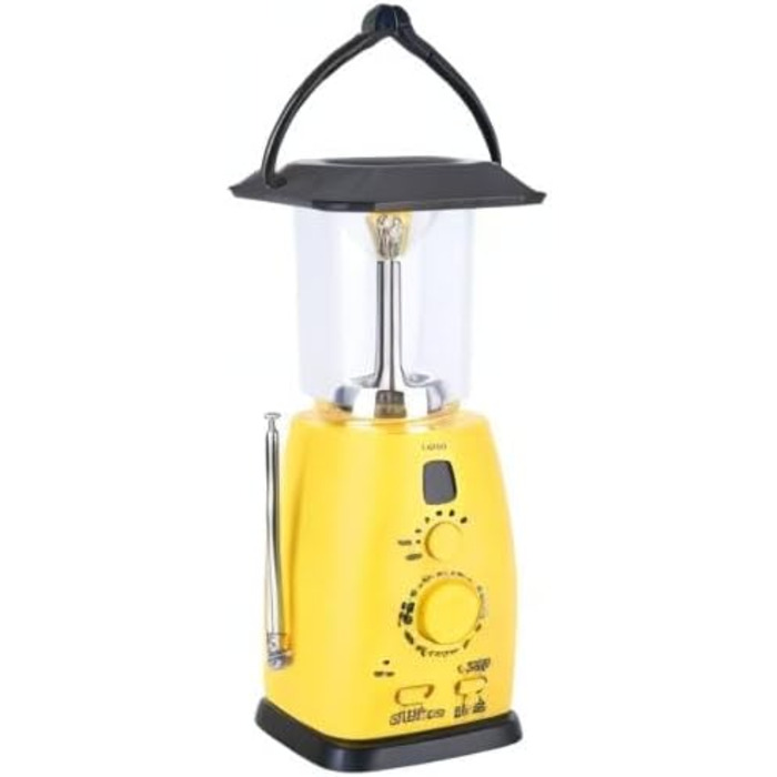 VGEBY LED Camping Lantern, 8 LED Solar Crank Lantern Hand Crank Lantern Rechargeable Solar Lantern With AM/FM Radio FOR Camping, Storms, Power Outages, Hiking, Walking, Festivals, Caravans