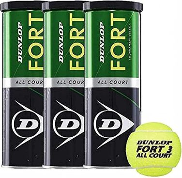 Dunlop Fort All Court Tennis Balls - Tripack (9 Balls / 3 Sets)