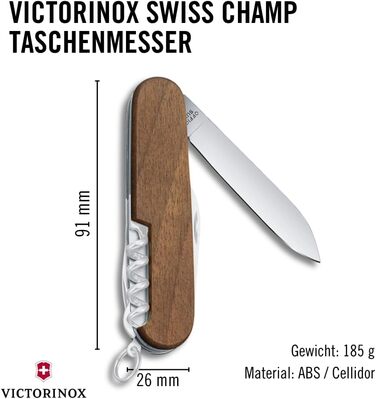 Нож Victorinox Swiss Champ Wood (29 функцій) з деревом, з пилкою та ножицями