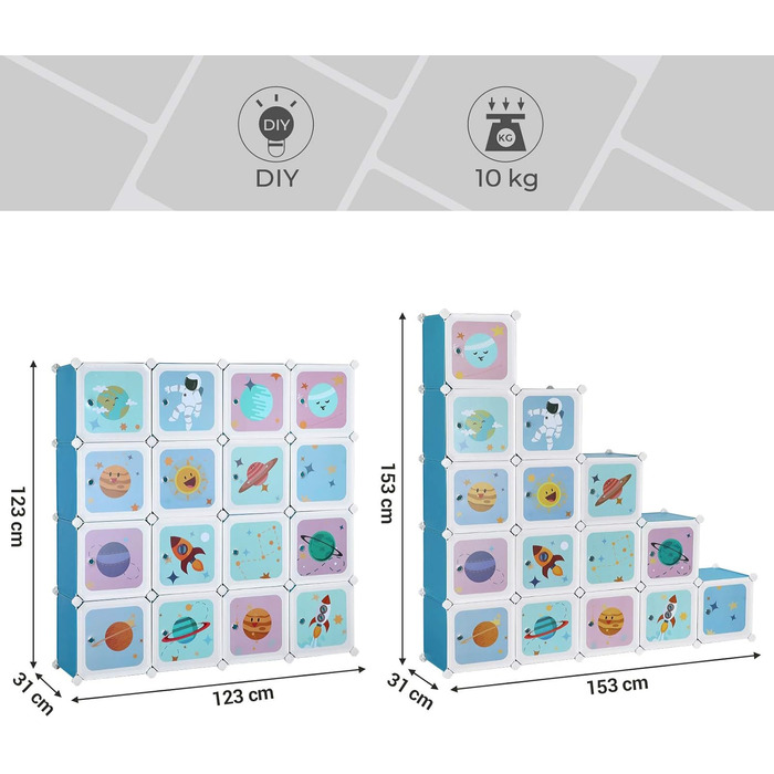SONGMICS 15-Cube Storage Organizer - Blue