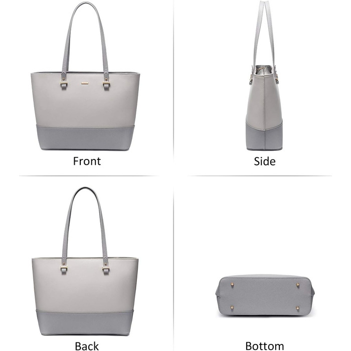 Сумка жіноча LOVEVOOK шопер, комплект 3 в 1, шкіра, сіро-темно-сіра