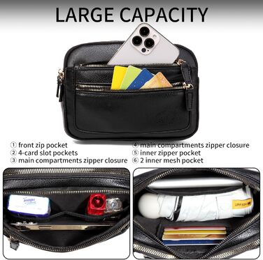 Чоловіча та жіноча поясна сумка з шкіри, універсальна, на пояс/через плече, чорна, 9#