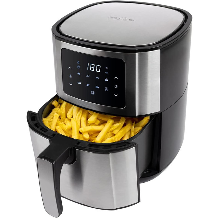 Аерофритюрниця ProfiCook 5,5 л, 1400 Вт, нержавійка, LED, 7 програм, без олії, для картоплі та нагетсів