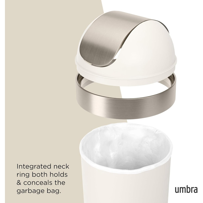 Сміттєве відро Umbra Venti Swing-Top 16.5 гал. (62 л) – велике, 89 см, сіре (сучасний дизайн)