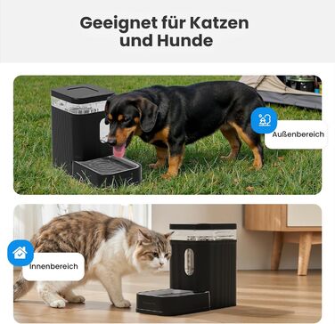 Автоматичний диспенсер води для собак та котів Gardner Pet 6.5L, годівниця, не потребує електрики, з нержавіючою чашею, BPA-free, чорний