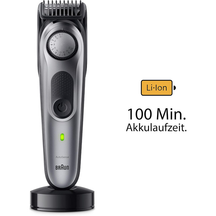 Триммер для бороди Braun Series 7 BT7420, акумуляторний, сірий - професійний тример з 40 насадками, водонепроникний, з Gillette Fusion5
