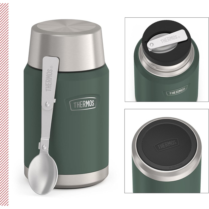 Термос ICON Food Jar 0,71 л, темно-сірий/графіт матовий, контейнер для їжі з подвійних стінок з нержавіючої сталі 18/8, зберігає тепло та холод, з відкидним ложкою, неслизьке дно, абсолютно герметичний