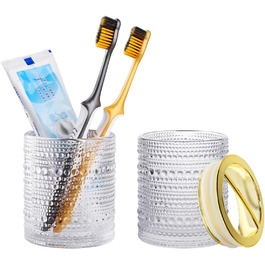 Bathroom Toothbrush Holder, Clear Glass, Toothbrush and Toothpaste Holder, 284 ml, Bathroom Storage Cup for Toothbrush, Makeup Brushes (colors) (Transparent)