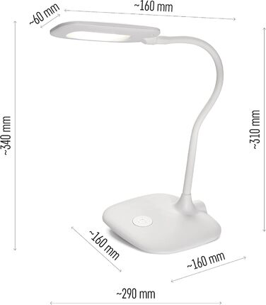 LED настільна лампа EMOS STELLA 6,5W з регулюванням яскравості, 4000K, гнучкий шарнір, 1,7м кабель, CRI>80