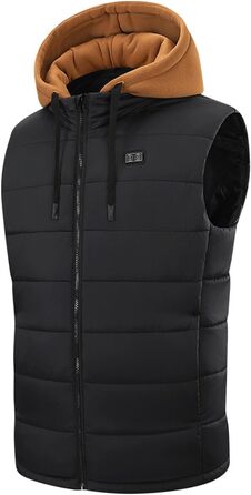 Чоловіча електрична жилетка з капюшоном, 15 зон обігріву, USB, для зими, тепла жилетка-грілка, капелюшон (Колір: Коричневий, Розмір: XXL)