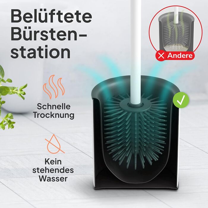 Торбінг - щітка для унітазу з нержавіючої сталі та силікону, елегантний дизайн, щітка для туалету з ефектом лотоса (Pearl White Matt)