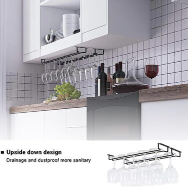 Тримач для келихів Heyouth, 4 шт., 40 см, для ресторану, бару, готелю, дому. Чорний колір.