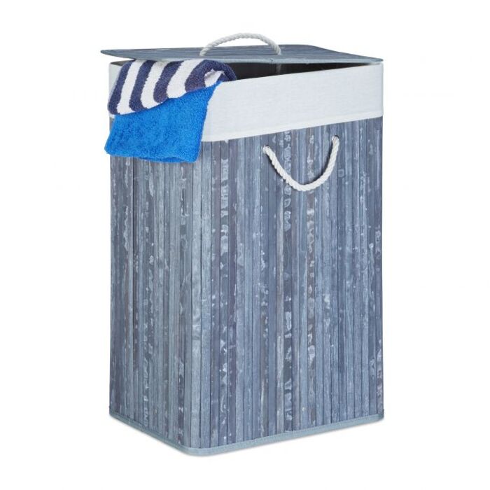 Relaxdays Bamboo Laundry Basket, Square