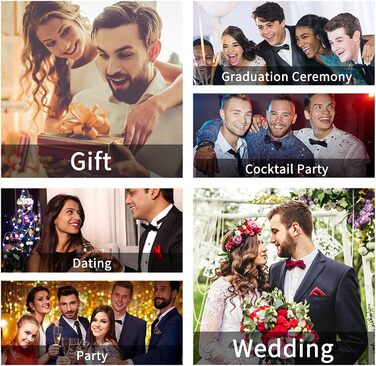 HISDERN Комплект краватка-метелик з кишеньковим хустиком та запонками, з гачком, регульована, вже зав'язана, для весілля, свят, Різдва, Хелловіна, бордовий A1