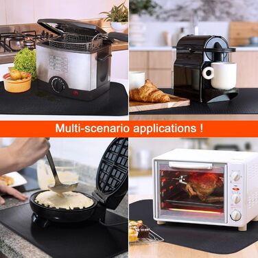 Стійка до вогню підставка під гаряче 50x70 см | Силіконовий килимок для захисту від вогню | Килимок для плити, фритюрниці, кавомашини | Чорний, антиковзний, водонепроникний