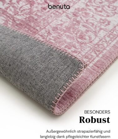 benuta pop Laury Rug - Synthetic Fiber - Rectangular & in Vintage Style - Easy Care for Living Room, Bedroom, Pink, 160x230 cm 160 x 230 cm (Rectangular) Pink