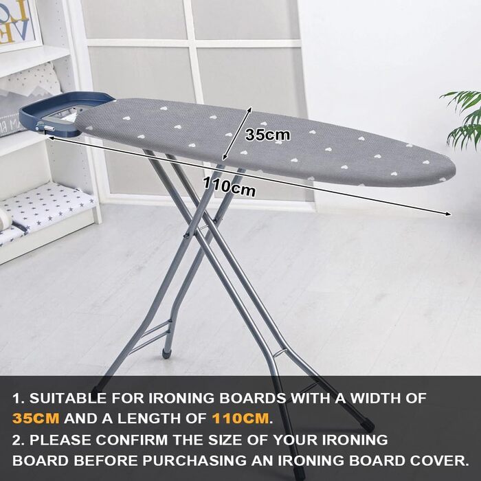 Набір для прасування, 110x35 см, бавовна, з гумкою, для пральних станцій та прасок (сірий)