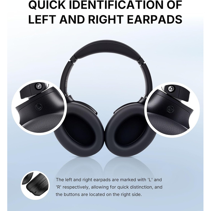 Edifier WH700NB Pro: Бездротові навушники з активним шумозаглушенням (-43dB), Hi-Res Audio, Bluetooth V5.4, AI-дзвінки, швидка зарядка, складні - Чорний