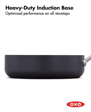 Набір посуду OXO Professionelles 5 предметів: каструлі та сковороди з керамічним покриттям, індукційні, з нержавіючої сталі, без PFAS, з алмазним посиленням, для посудомийної машини, чорний