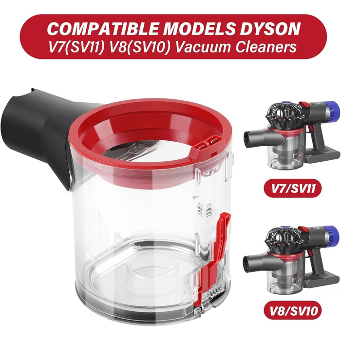 Dyson V8 & V7 Dustbin | Replacement Parts Compatible with SV10 SV11 | High-Quality Dust Container & Waste Bin | Easy Installation