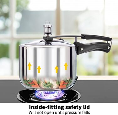 Hawkins Modell B 3 33 Hard Shell Cover L High Stainless Steel Pressure Cooker, small, silver