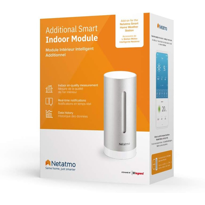 Netatmo Additional Smart Indoor Module for Weather Station, Silver - Netatmo, NIM01-WW No additional batteries