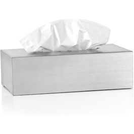 blomus -NEXIO- Kleenex box made of matte stainless steel, cosmetic tissue box for all paper tissues, paper towel dispenser with one-hand operation, exclusive bathroom accessory (H / W / D: 7 x 24 x 12 cm, stainless steel, 66653)