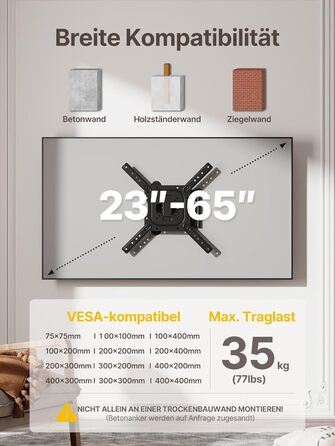 Кріплення для телевізора monTEK для 23-65 дюймів (Flat/Curved), до 35 кг, регульоване, VESA 400x400 мм