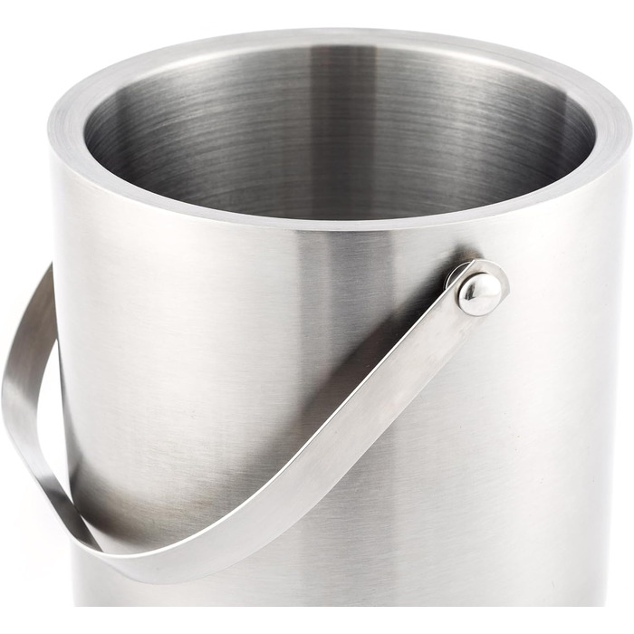 Hanseküche Large Ice Cube Container Ice Bucket 3L including Lid, Tongs, and Double Bottom - 304 Stainless Steel - Double-Walled Insulated - Very Long-Lasting Thermal Effect - Ideal for Keeping Drinks Cold for Extended Periods