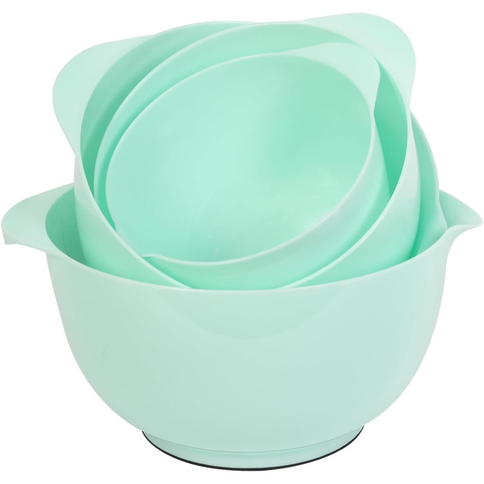 Набір міксерських мисок BoxedHome (4 шт.) Зелений: пластикові, з неслизьким покриттям, для салату та приготування їжі