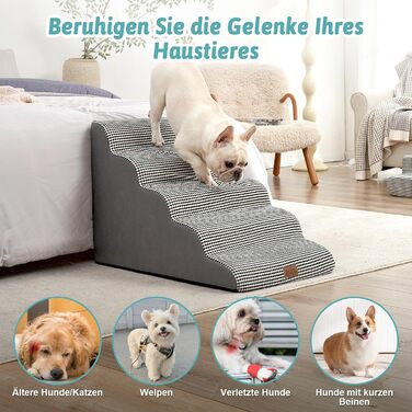 Сходинки для собак широкі, для домашніх тварин з нековзною поверхнею (Чорний та Білий, 83x50x57см, 5.0)