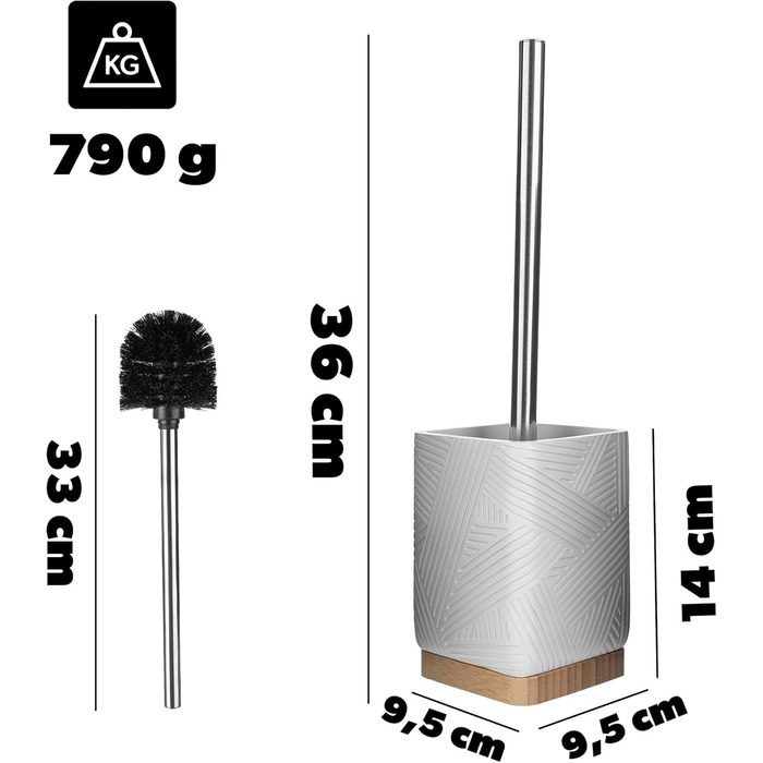 Набір для туалету KADAX: щітка для унітазу з тримачем, квадратна, біла
