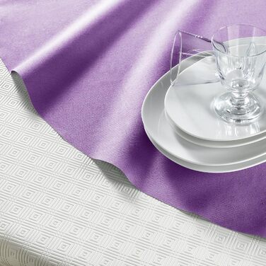 Venilia Table Placemat Bulgomme Rectangular, Tablecloth, Non-Slip, Shock-Absorbing, Easy to Clean, Liquid-Proof, PVC-Polyester, White, 135 x 180 cm