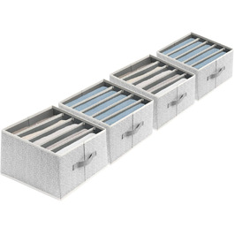 4 Piece Drawer Organizer, Jeans Closet Organizer, Foldable Storage Box with Compartments for Storing Clothes, Jeans, Shirts, Blankets, Underwear (12in. 4 Pack, Assorted)