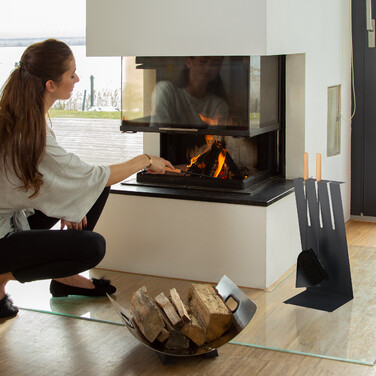 Relaxdays 4-Piece Fireplace Tool Set with Stand