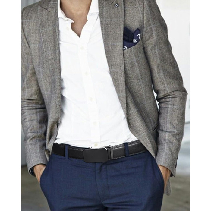 Чоловічий шкіряний ремінь BOSTANTEN з автоматичною застібкою-разом, 35 мм, регульована довжина 115 см (32'-38'), чорний