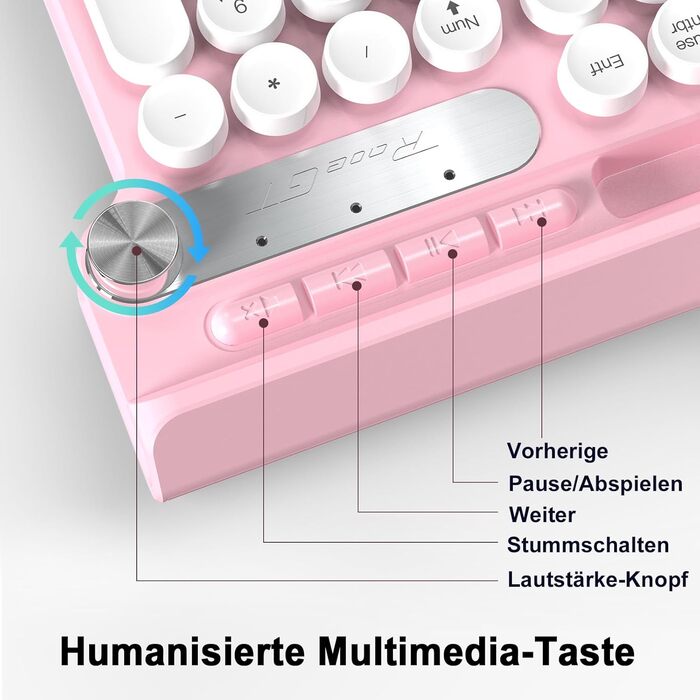 Ігрова клавіатура та миша RaceGT з RGB підсвічуванням, 104 клавіші, вологостійка, 7 кнопок миші 6400 DPI, QWERTZ (DE-Layout), рожевий кабель