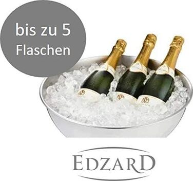 EDZARD Champagne Cooler Cara (Ø 40 cm, large) made of stainless steel - bottle cooler, sparkling wine cooler - drink cooler for 5 bottles - bowl for wine, sparkling wine & ice cubes - wine cooler