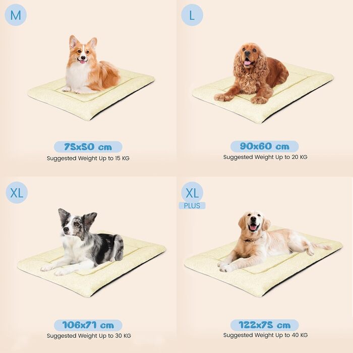 Крісло-ліжко для собак середніх порід Baodan, 90x60 см, з м'якою подушкою та антиковзною основою, бежеве