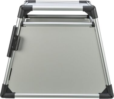 Тріксі переносна клітка для собак, алюміній, срібна, розмір M (53x61x74 см) - стабільна, тиха, з безпечним замком та неслизьким килимком