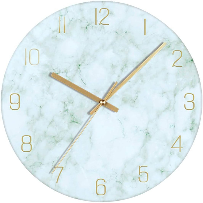 VIKMARI Glass Wall Clock Silent-Non Ticking Wall Clocks - Quality Quartz, Battery-Operated Round 12 Inch (Bracelet Style)