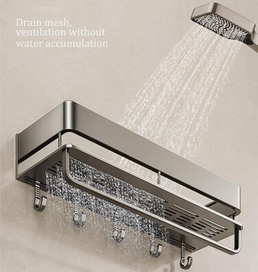 FOLAI Двосекційна кутова поличка для душу без свердління, 30 см, з нержавіючої сталі, сіра. Органайзер для ванної кімнати, швидка сушка, шампунь, тримач для душу.