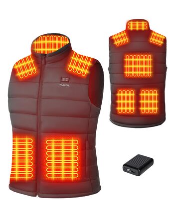 Обогреваемый жилет для мужчин с PowerBank 18400mAh, жилет з 8 зонами обігріву, чорний, L