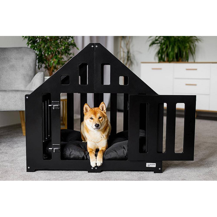 Будка для собак з дерева, закривається на замок, вольєр для собак, чорна, 85 x 70 x 80 см