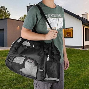 Транспортна сумка для собак і котів, складна переноска для тварин, чорна (L)