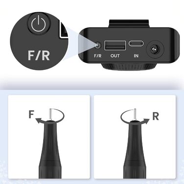 Електричний фрезер для манікюру та педикюру Delanie з акумулятором, 35000 об/хв, для гелю, акрилу, видалення кутикули, LED-дисплей, USB-зарядка (чорний)